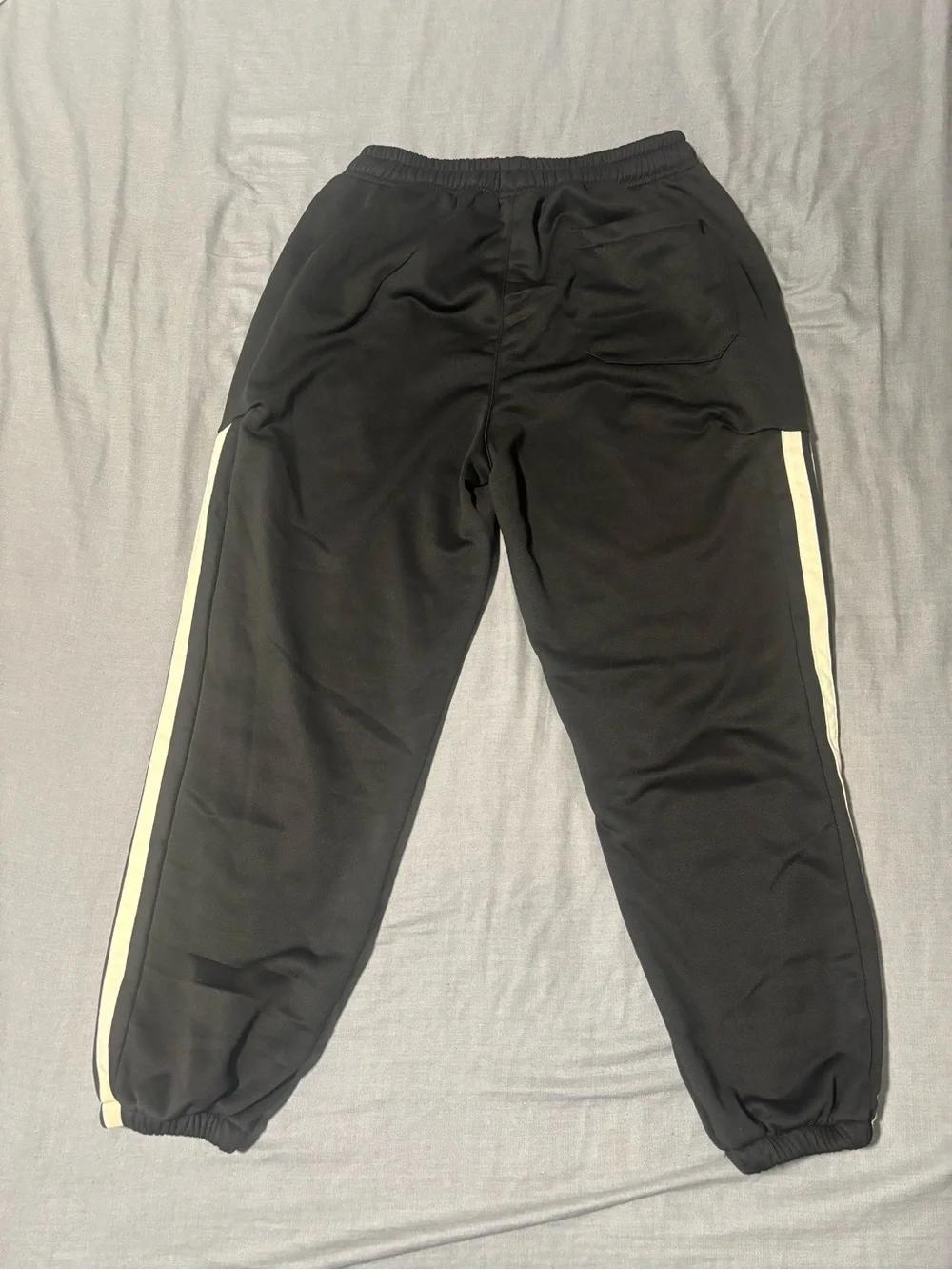 Men's Black Jogger Sweatpants with White Trim and Drawstring